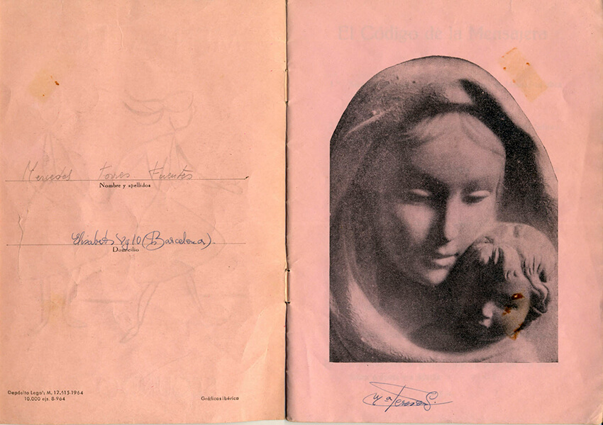 Libro Mensajera que utilizó Mercè en la Casa de la Misericordia de Barcelona. 1960-1968